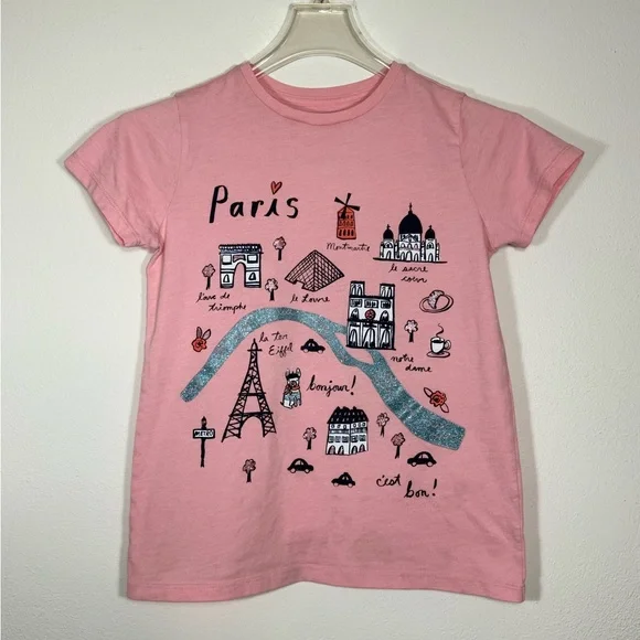 2 piece/$12 Pink Paris Graphic and Navy Constellations Kids T-Shirt Size L 10-11 - Picture 2 of 9